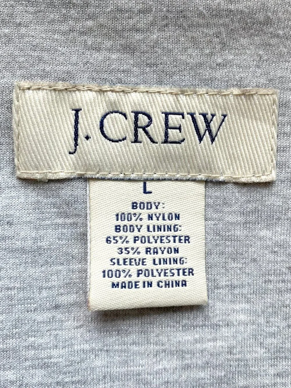 J.Crew Nylon Snap Front Coaches Jacket Jersey Lined Tan Khaki Large
